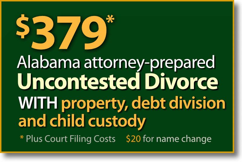 $379* Gadsden Alabama Uncontested fast & easy Divorce with property and debt division plus child custody and support agreement